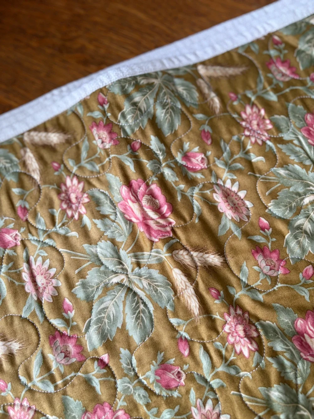 Handmade Floral Patchwork Quilt Blue Yellow Home Bedding Cottagecore Shabby Chic